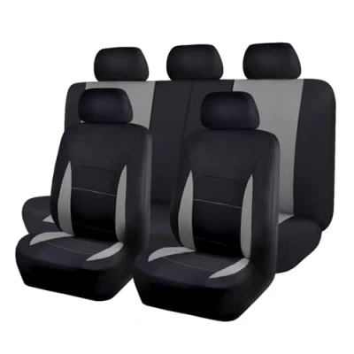 Afbeelding van Flying Banner Autostoelhoezen, platte stoffen universele pasvorm, volledige set compatibel met airbag, zwart en grijs