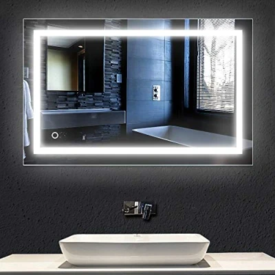 Afbeelding van Turefans Badkamerspiegel met verlichting, badkamerspiegel, koel wit licht, verticale/horizontale ophanging, 60 x 100 cm