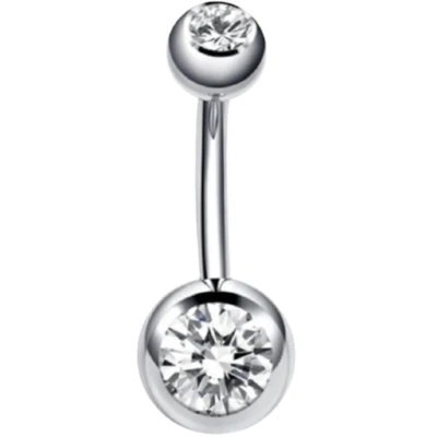 Afbeelding van Bijoux by Ive Navelpiercing Gebogen barbell transparante steen
