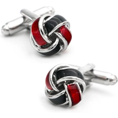 Afbeelding van Scheepsknoop Manchetknopen Heren Rood / Zwart Cufflinks Cadeau voor Man Mannen Cadeautjes
