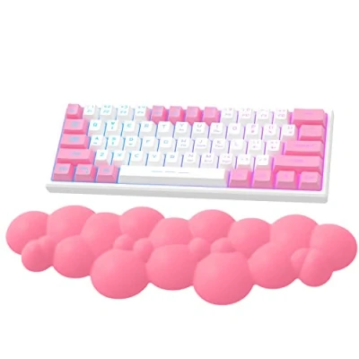 Afbeelding van Cloud Polssteun, Antislip Ergonomische Toetsenbord Bureau Hand Polssteun voor TKL/87 Toetsen/109 Toetsen Gaming Mechanisch Handsteun Rozenrood