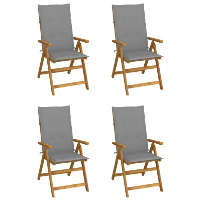 Afbeelding van Tuinstoelen 4 st verstelbaar met kussens massief acaciahout