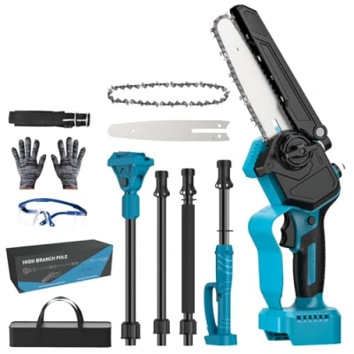 Afbeelding van Accu hoogsnoeier voor Makita 18V accu, 18 V, borstelloze telescopische kettingzaag, 2 m telescoopstang, 180 graden kantelbare motorkop, 8 m/s snijsnelheid (zonder accu) (kettingzaag)