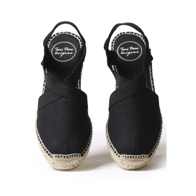 Afbeelding van Toni Pons TER Sandalen met sleehak, Dames, Maat: 37, Black Linnen