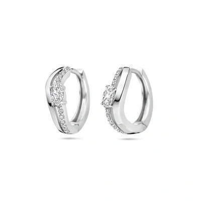 Afbeelding van Zilver Gerhodineerd Klapoorringen Zirkonia 14,5 Mm 1339830