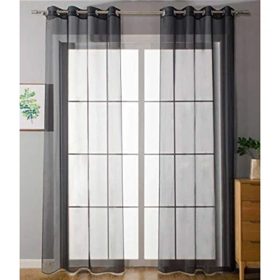 Afbeelding van Set van 2 ringgordijnen, transparant »uni« gordijn H x B 175 140 cm, grijze jaloezieën, gordijnogen, loodbandafwerking, woonkamer, 20332 cn2