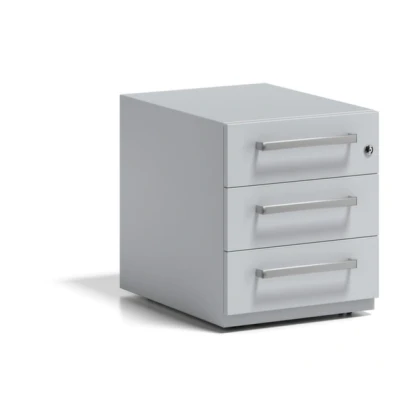 Afbeelding van BISLEY rolcontainer Note met handgreep, 3 universele schuifladen 56.5 x 42 49.5 cm 645 lichtgrijs