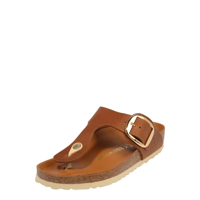 Afbeelding van Birkenstock Gizeh BIG Buckle Teensandalen, Dames, Maat: 36, Cognac Leer
