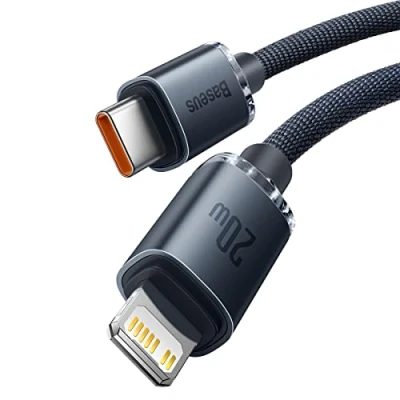 Afbeelding van Baseus Crystal Series USB C naar Apple Lightning Kabel 20W 2M Zwart