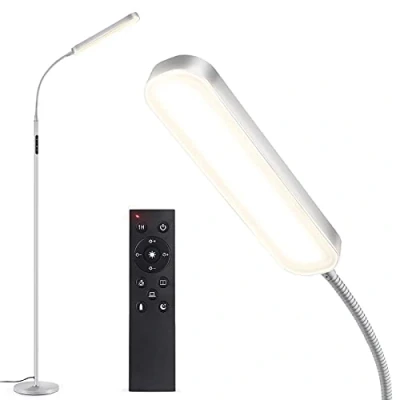 Afbeelding van OUTON Staande lamp, led, dimbaar, 15 W, 1500 lumen, leeslamp met 4 kleurtemperaturen, afstandsbediening en touch bediening, 1 uur timer, leesverlichting, voor woonkamer, slaapkamer, kantoor,