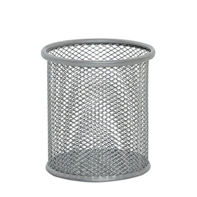 Afbeelding van Q CONNECT pennenpotje, mesh metaal, zilver 12 stuks