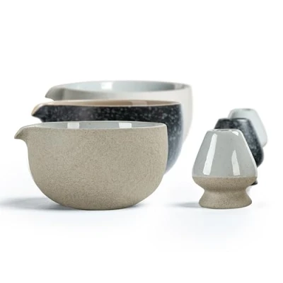 Afbeelding van TEANAGOO Japanse Matcha kom met natuurlijke steenstructuur gardehouder, 510 ml. K12, Dk.grey, Chawan Theekom, Keramische Kom, Theeschalen voor Matcha, Traditionele Ceremoniële Accessoires