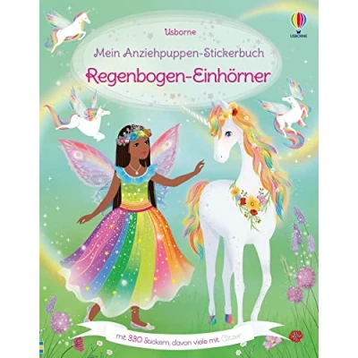 Afbeelding van Mein Anziehpuppen Stickerbuch: Regenbogen Einhörner: Stickerheft mit über 330 Anzieh Stickern, davon viele Glitzer Stickervergnügen ab 5 Jahren