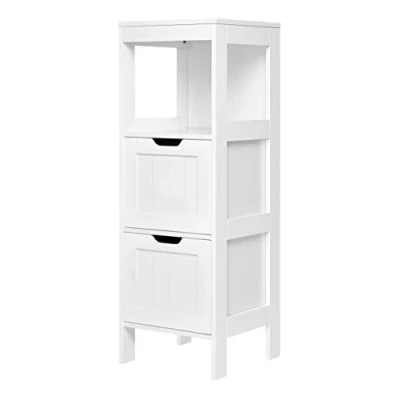 Afbeelding van Meerveil Badkamerkast, badkamercommode met 2 laden, verstelbaar, modern voor badkamer, wit