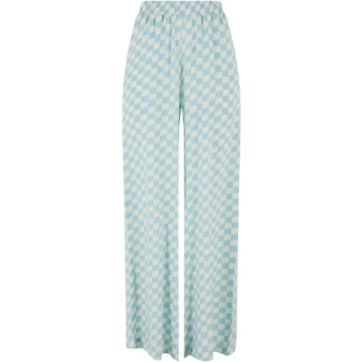 Afbeelding van Urban Classics Resort Broek, Dames, Maat: 3XL, Oceanbluecheck