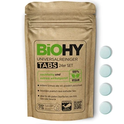 Afbeelding van BiOHY Universele reinigingstabletten (Set van 24) duurzame allestabletten om op te lossen microplastic vrij keuken &amp; badkamerreinigers verwijdert krachtig kalk en vuil (Universal Tabs)