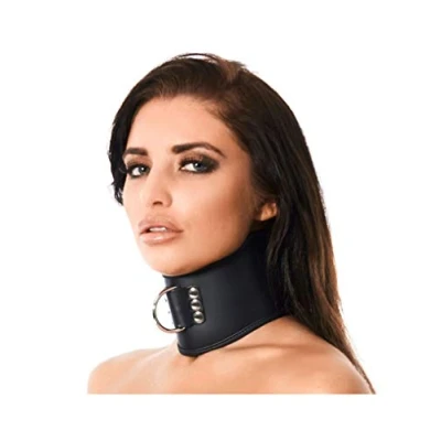 Afbeelding van Rimba Bondage Play Posture collar met ring en hangslot S/M