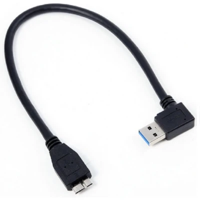 Afbeelding van USB Micro B naar haakse A kabel USB3.0 tot 2A / zwart 0,25 meter