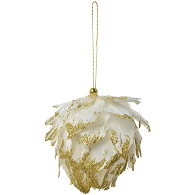 Afbeelding van Clayre &amp; Eef Decoratie Hanger Bloem 10x10x10 cm Wit Veren