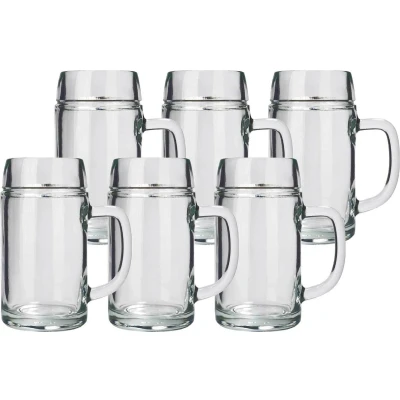 Afbeelding van Stölzle Styria Bierpul van glas met 6 stuks, 1 liter, stabiele bierkan soda limoenglas, bierglas, vaatwasmachinebestendig
