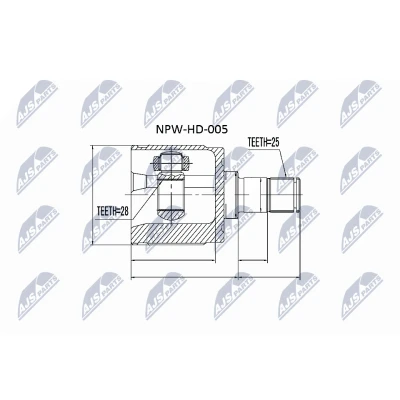 Afbeelding van Homokineet reparatie set, aandrijfas NTY NPW HD 005