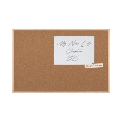 Afbeelding van Bi Office Prikbord New Basic, kurkbord met wit MDF frame 385x285 mm Grenenhouten