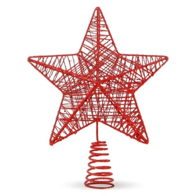 Afbeelding van Kerstboompiek ster boompiek &amp; dennenboom opknoping voor kerstboom Kerstmis (rood)