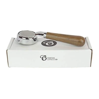 Afbeelding van EDESIA ESPRESS Naked Portafilter of open filterdrager voor GAGGIA 58 mm espressoapparaten bodemloos kaal walnoten handvat 21 g houder