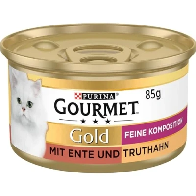 Afbeelding van PURINA GOURMET Gold Feine Composition kattenvoer nat, met eend en kalkoen, verpakking van 12 stuks (12 x 85 g)