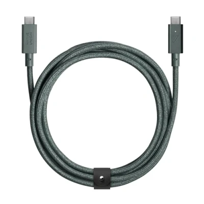 Afbeelding van Native Union Type C Belt Cable Pro 240W USB naar 2,4 meter ultrasterke oplaadkabel met leren band Compatibel iPhone 15, 15 Max, MacBook 14&quot;/16&quot; M2, Air 15&quot; M2 (Slate Groente)