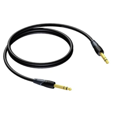 Afbeelding van 6.35 mm jack kabel Procab 1.5 meter (Stereo, Verguld, 100% koper)