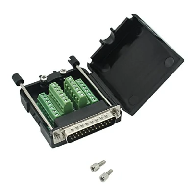 Afbeelding van YIOVVOM DB25 Breakout Board Soldeervrije Vrouwelijke Adapter 25 pins Poort naar Terminal Connector Signaalmodule Lange Bouten en Moeren met case (Mannelijke Connector)