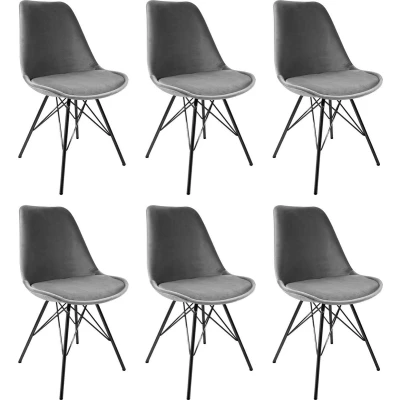 Afbeelding van Kick kuipstoel Velvet grijs zwart frame set van 6
