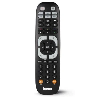 Afbeelding van Hama 00040074 IR Draadloos Druk op de knoppen Zwarte Afstandsbediening (DVD/Blu ray, STB, TV, VCR, Draadloos, knoppen, Zwart)