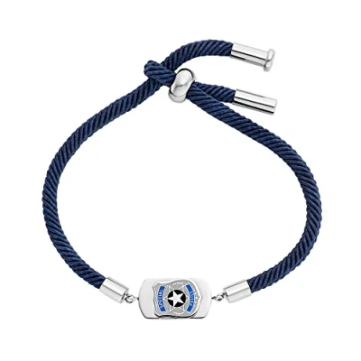 Afbeelding van Herzengel Kinderarmband voor jongens, van roestvrij staal, gerecycled Polyester en een hanger email, schuifsluiting, in lengte verstelbaar, nikkelvrij, Kleine, staal emaille polyester, Geen edelsteen