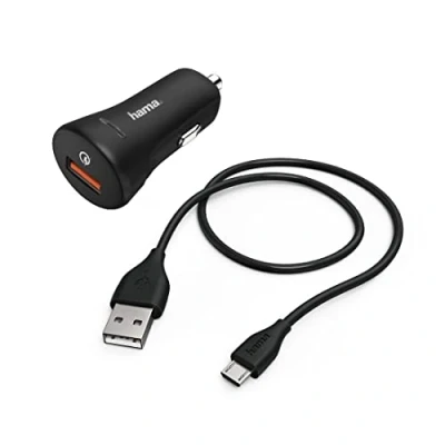 Afbeelding van Hama Set autolader en micro USB kabel 3A zwart
