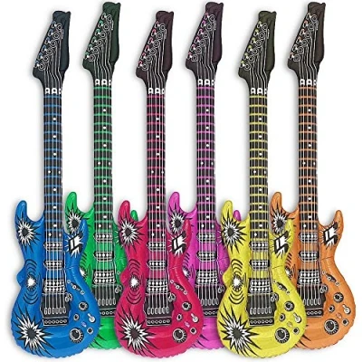 Afbeelding van Luchtgitaar Rockstar Opblaasbare Lucht Gitaar 100cm Kleurrijk (6x)