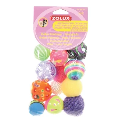 Afbeelding van Zolux Kattenspeelgoed Fancy Gekleurde Ballen Assorti 12 ST