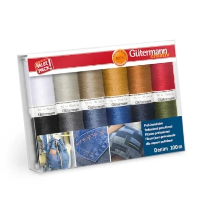 Afbeelding van Gütermann Diverse Kleuren Denim (100m) Naaien Draad Set 12 Stukken