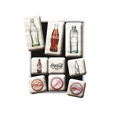 Afbeelding van Nostalgic Art Retro Koelkast Magneten, Coca Cola Bottle Timeline Geschenktip voor Coke fans, Magneetset magneetbord, Vintage design, 9 stuks