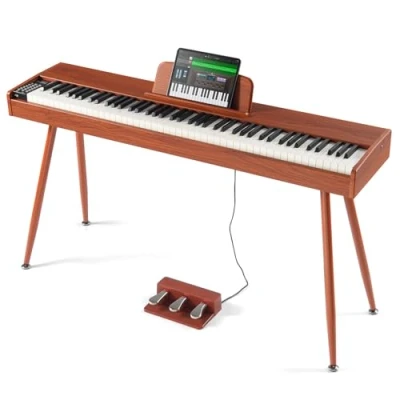 Afbeelding van VEVOR digitale piano met 88 toetsen, elektrische piano, dubbel toetsenbord, standaard vier poten