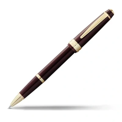 Afbeelding van Cross Bailey Light Rollerball Pen (Lijnbreedte F, inktkleur: zwart, inclusief geschenkverpakking) Rode lak met gouden fittingen