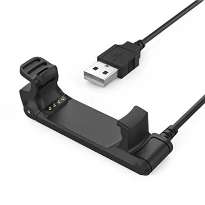 Afbeelding van MoKo Oplader compatibel met Garmin Forerunner 220, vervangende USB oplaadkabel laadstation laadklem voor 220 GPS hardloophorloge smartwatch, zwart