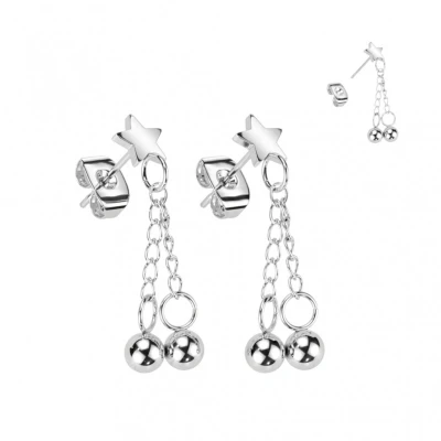Afbeelding van Oorbellen ster met ketting hanger