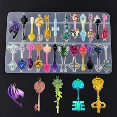 Afbeelding van iSuperb Sleutel Schimmel voor Hars, Resin Mold,Siliconen mal taart Decoratie, Sugarcraft, Cupcake Topper, Chocolade, Gebak, DIY Sieraden maken, Epoxy hars (1 set)