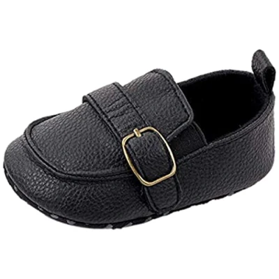 Afbeelding van Baby Jongens Mocassin Schoenen Eerste Wandelen Zachte Zool Anti Slip Casual Flats Wiegschoenen, Zwart, 12 18 Maanden
