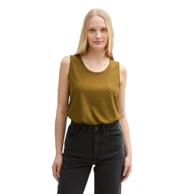 Afbeelding van TOM Tailor MIX Ajour Top, Dames, Maat: XS, Nutria olive
