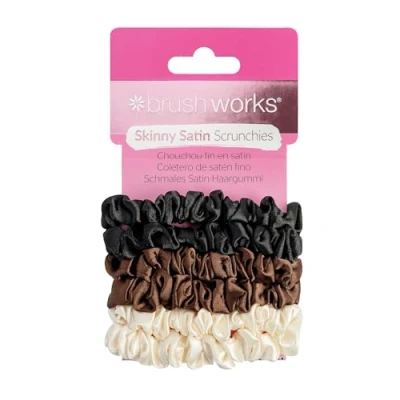 Afbeelding van Brushworks Skinny Satijnen Scrunchies 6 Pack
