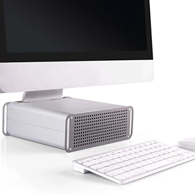 Afbeelding van RICOO iMac standaard MTS 03 AiO opzetstuk verhoging ergonomische koeling in hoogte verstelbaar / 21&quot;/53cm 27&quot;/69cm inch/aluminium zilvergrijs