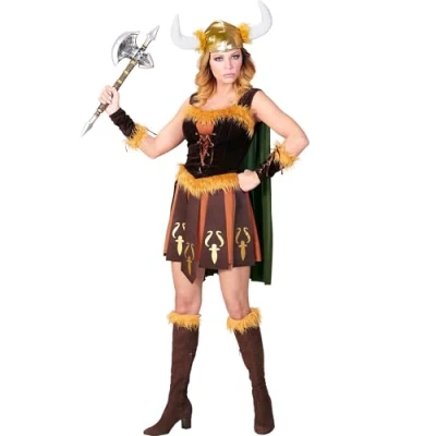 Afbeelding van Widmann Piraat &amp; Viking Kostuum Sigursdottir Vrouw Bruin Large Carnavalskleding Verkleedkleding